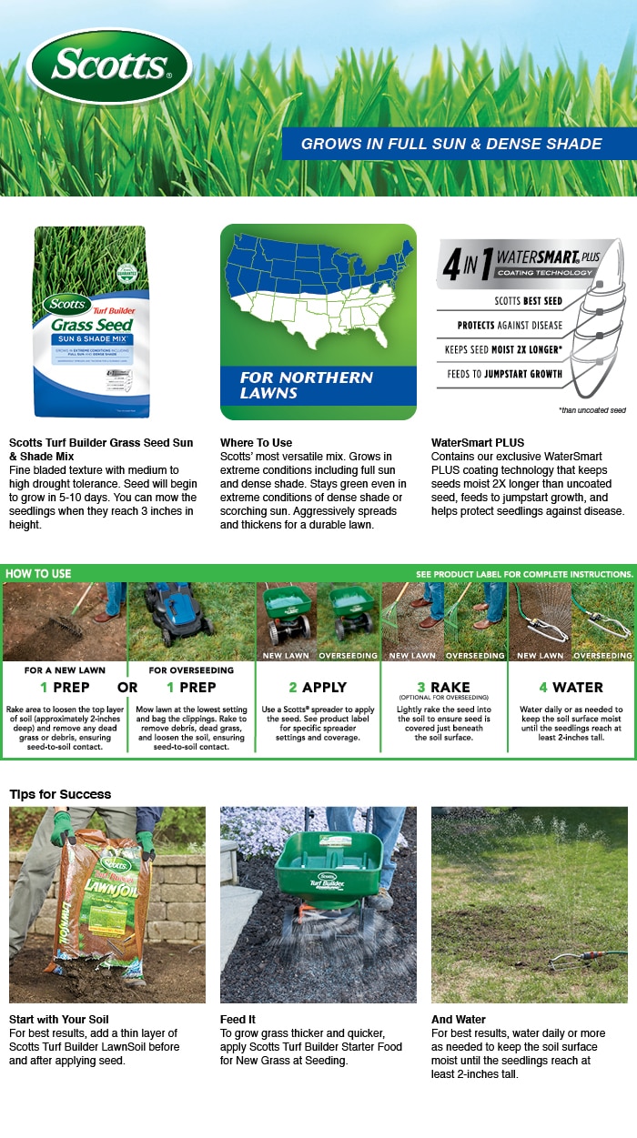 Scotts 3 lb. Turf Builder Grass Seed Sun and Shade Mix18225 The Home